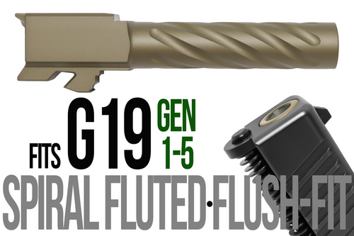 Fits Glock 17 9mm Match Golf Ball Dimpled Barrel in Dark Earth