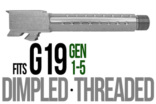 Fits Glock 17 9mm Match Golf Ball Dimpled Barrel Threaded in Flat Gray