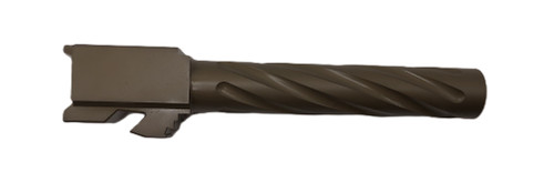 Fits Glock 17 9mm Match Thick Spiral Fluted Barrel Threaded in Dark Earth