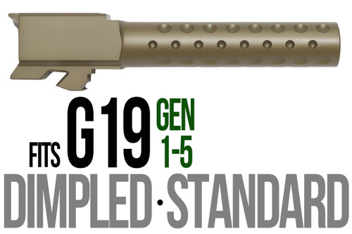 Fits Glock 19 9mm Match 5 Sided Flat Fluted Barrel in Dark Earth