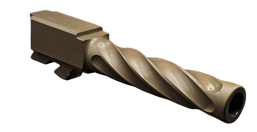 Fits Glock 19 9mm Match Chunky Spiral Fluted Barrel Threaded in Dark Earth