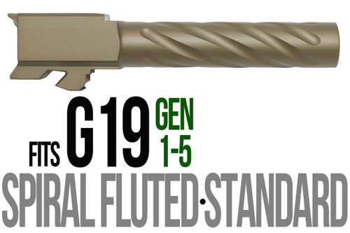 Fits Glock 19 9mm Match Golf Ball Dimpled Barrel in Dark Earth