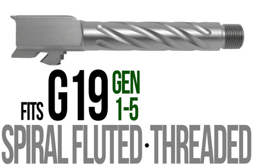 Fits Glock 19 9mm Match Golf Ball Dimpled Barrel Threaded in Flat Gray