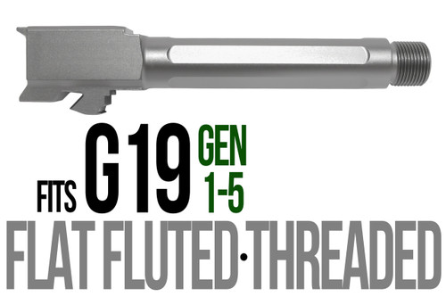 Fits Glock 19 9mm Match Thick Spiral Fluted Barrel Threaded in Flat Gray