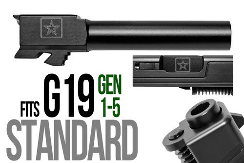 U.S Army Logo Star Combat Armory barrel Fits Glock 19 9mm Flush Fit Barrel